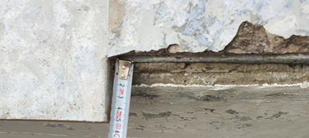 מדידת מיקום הזוית בגב האבן ביחס לאחר פירוק